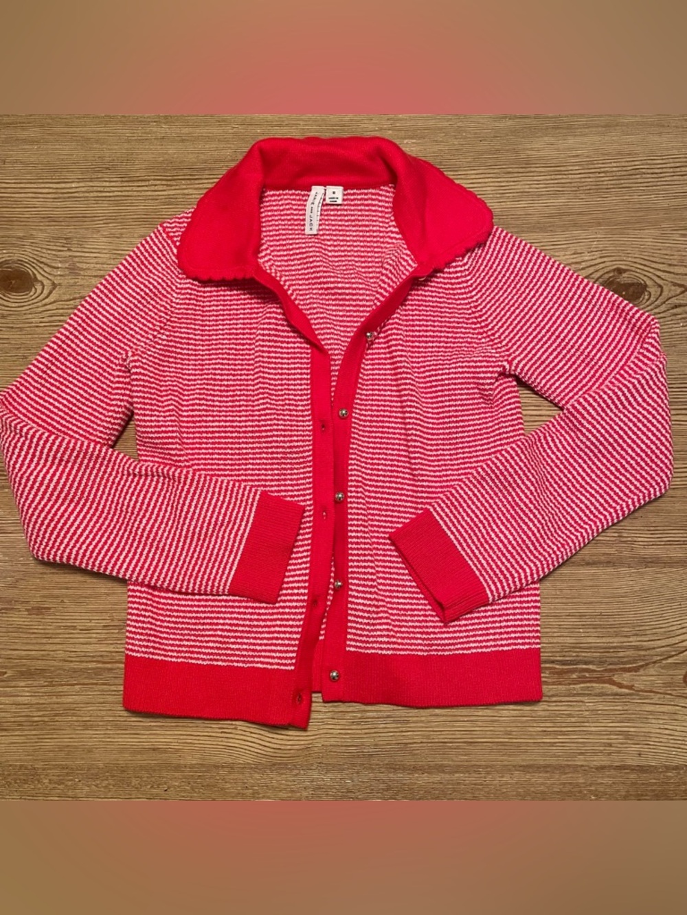 Janie and Jack Striped Red & White Knit Cardigan with Collar